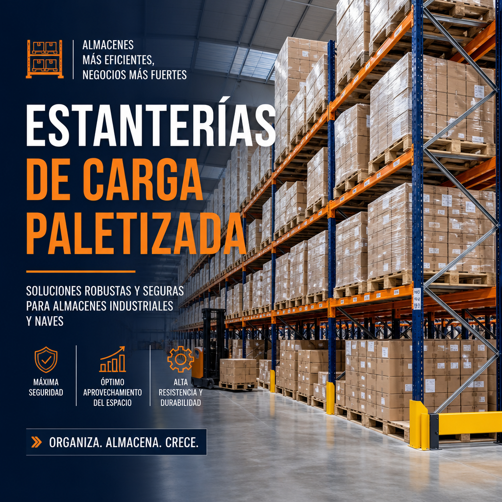 Estanterías de carga paletizada para almacenes industriales y naves